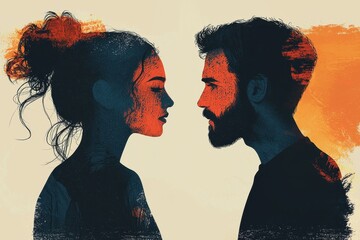 Close-up abstract art of an intense emotional moment between lovers