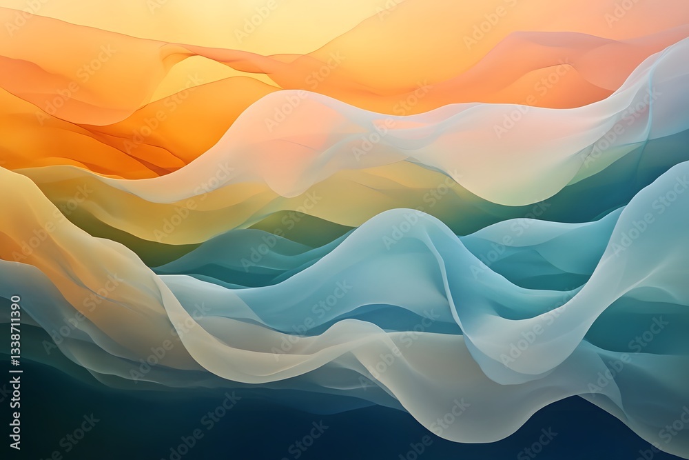 Aufkleber Soft Abstract Waves in Warm Colors and Gentle Flowing Patterns