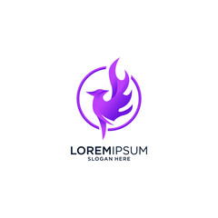 Abstract Purple Bird Logo Design