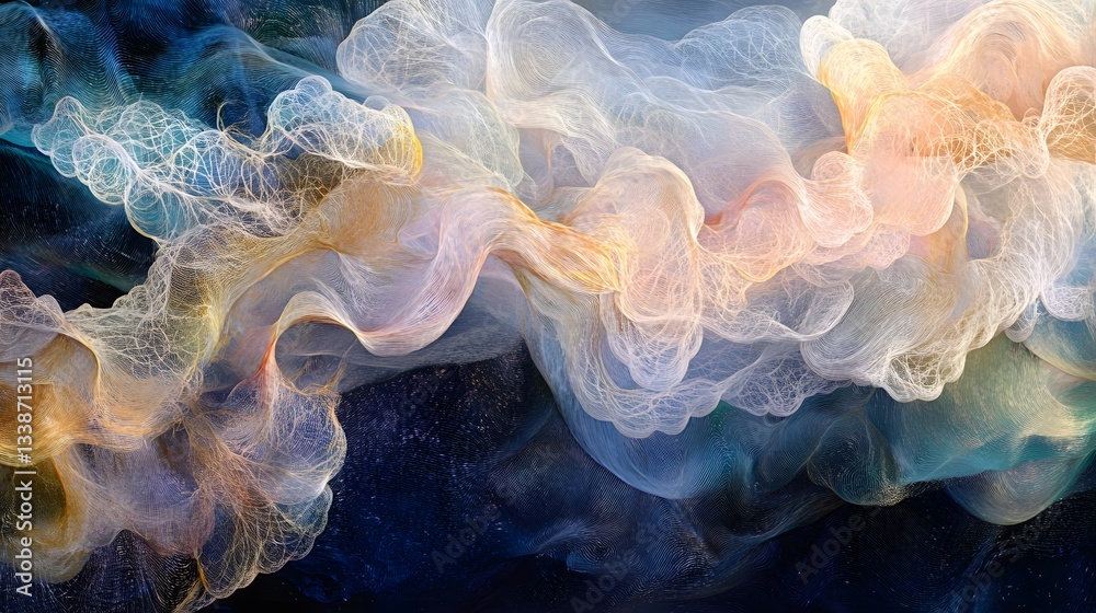 Poster Ethereal Swirls of Colorful Light and Soft Textures in Motion