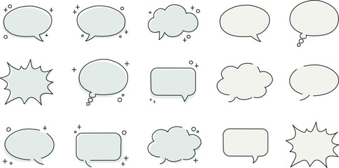 Obraz premium Set of speech bubbles. Hand drawn vector illustration. Isolated on white background.