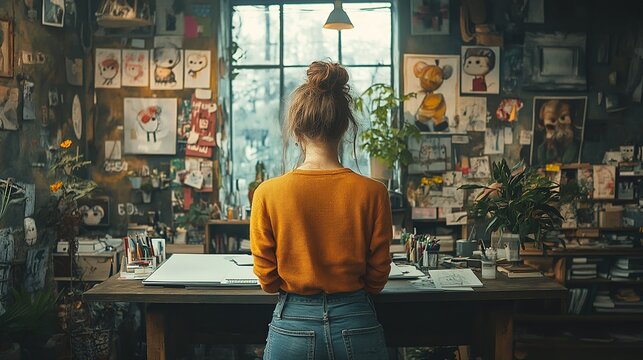 Creating Unique Brand Mascots in a Creatively Decorated Workspace