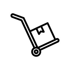 Hand Truck Trolley Carrying a Box Icon for Delivery and Logistics