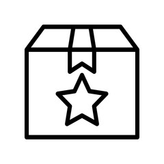 Obraz premium Simple Line Art of a Box with a Star Symbol. Drawing of a cardboard box featuring a star decoration.