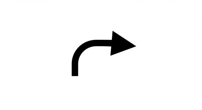 Black curved arrow in circle signifying progress and direction