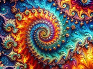 Vibrant Swirling Fractal Abstract Art Background