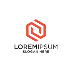 Fototapeta premium Abstract Red Hexagon Geometric Logo Design