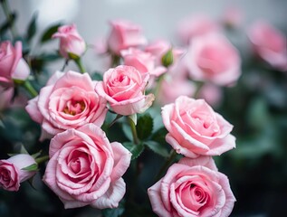 Fototapeta premium Close-up of a green bush with roses