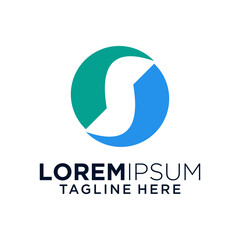 Abstract Teal And Blue Circular Logo Design