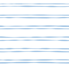 Blue stripes seamless pattern. Cute baby lines print. Watercolor sea stripes background