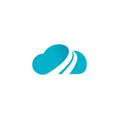 Abstract Teal Cloud and Road Icon