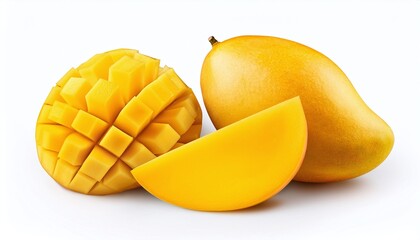 Yellow Mangos on White with Slices