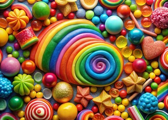 Fototapeta premium Vibrant Rainbow Candy Illustrations: Colorful Organic Sweets Background