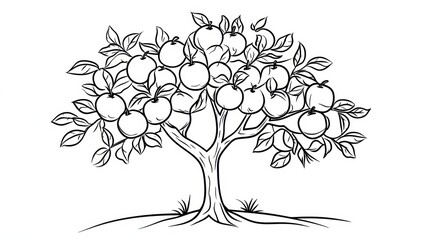 Simple black and white apple tree illustration (1)