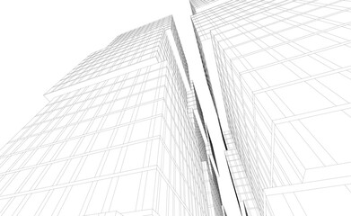 Fototapeta premium Modern Wireframe Skyscrapers – Abstract Urban Architecture in Perspective