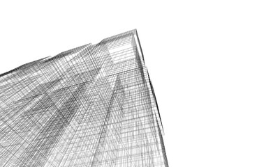Modern Wireframe Skyscrapers – Abstract Urban Architecture in Perspective