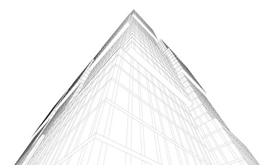Modern Wireframe Skyscrapers – Abstract Urban Architecture in Perspective