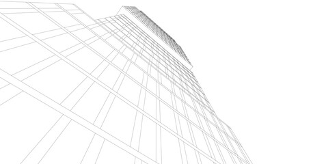 Fototapeta premium Modern Wireframe Skyscrapers – Abstract Urban Architecture in Perspective