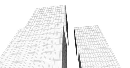 Modern Wireframe Skyscrapers &ndash; Abstract Urban Architecture in Perspective