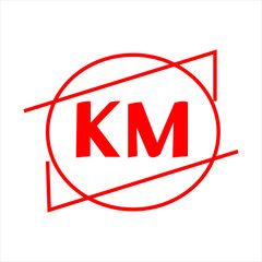 km letter logo with km icon