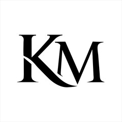 km letter logo with km icon