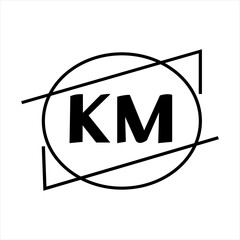 km letter logo with km icon