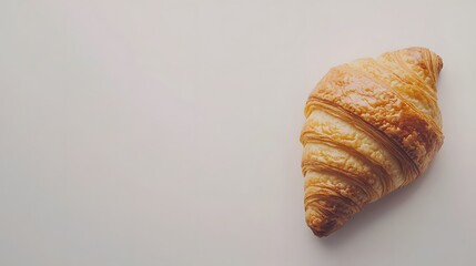 Golden Brown Croissant on White Background