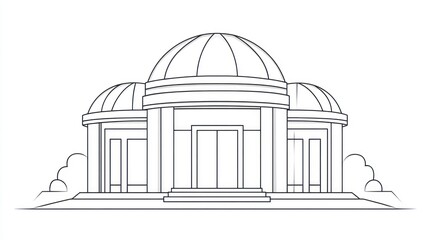 Fototapeta premium Outline drawing of a building with domes. Possible use Architectural illustration for design inspiration