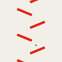 Business recession and fall vector concept. Symbol of bankruptcy, loss, depression. Minimal design eps10 illustration.