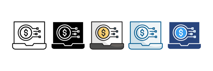 Digital Finance Icon Set Multiple Style Collection