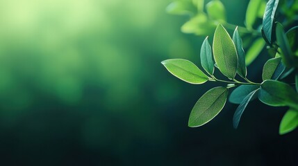 Obraz premium Fresh Green Leaves with Natural Light Creating a Soothing Atmosphere in a Soft Focus Background Ideal for Nature and Wellness Themes