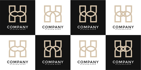 Beige and Black Monogram Logo Variations on White and Black Backgrounds