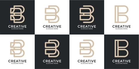 Beige And Black Pixelated Letter B Logos On Various Backgrounds