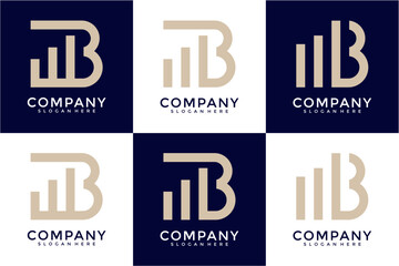 Beige and Blue Modern Monogram Logo Designs © kaa