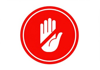 Fototapeta premium Red circular sign white hand