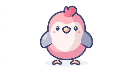 Cute cartoon bird, cheerful, simple design, isolated, for kids, children's books, or educational materials