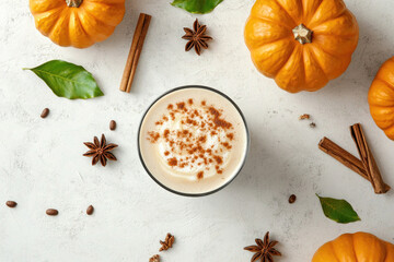 Fototapeta premium Delicious Pumpkin Spice Latte with Autumnal Ingredients