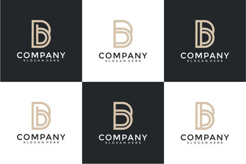 Beige Double B Letter Logo Variations on Dark and Light Backgrounds