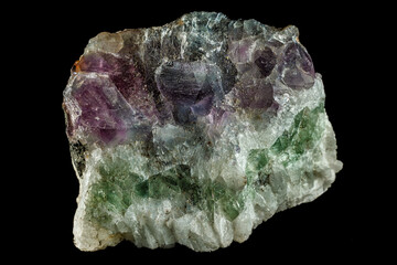 Fluorite mineral with multicolor crystals.