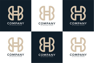 Beige H Letter Logo Design Variations On Dark And Light Backgrounds