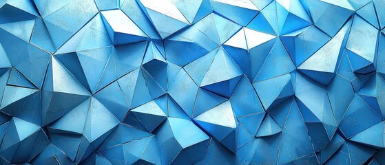 Abstract Blue Geometric Background Featuring Triangular Shapes and Textured Surface for Modern Design and Art Projects