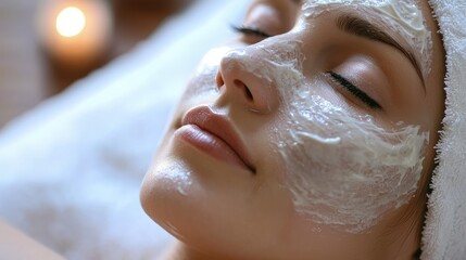 A luxury spa facial treatment with soothing cream applied to the face.