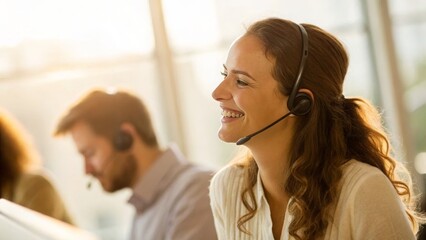 business people working in a call center