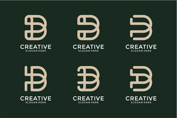 Beige Letter D Logo Variations on Green Background