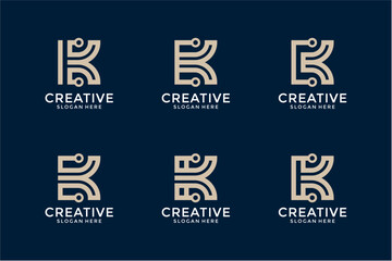 Beige Letter K Logos on Dark Blue Background