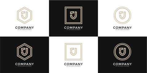 Beige Lettermark Logo Variations on Black and White Backgrounds