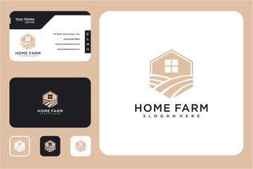 Beige Minimalist Home Farm Logo Design Business Cards