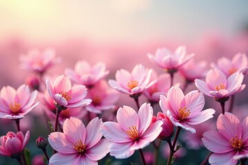 Fototapeta premium Continuous field of intertwined blossoms Soft, pastel hues , leaves, vine, floral