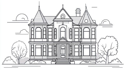 Obraz premium Elegant Victorian House Illustration