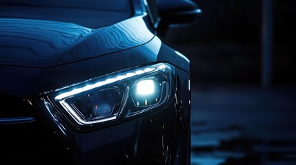 Close up of a modern car with led lights